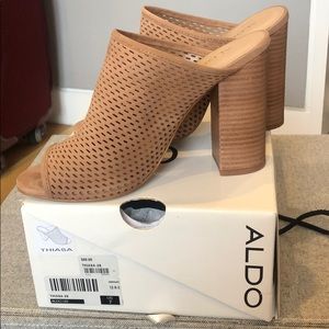 Aldo Thiasa Open Toe Tan Heels